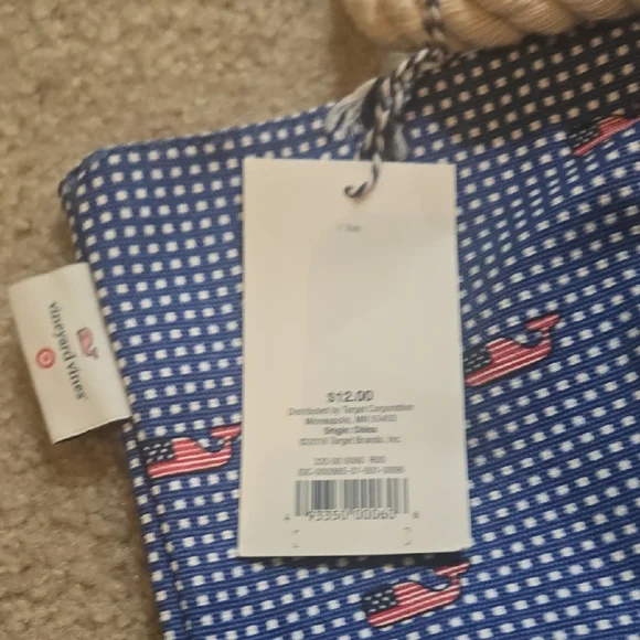 Vineyard Vines Navy and Coral Whale Tote - Picture 3 of 3